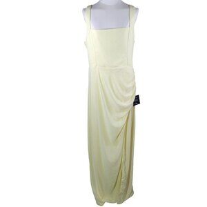 Lulus Glamorous Disposition Light Yellow Ruched Maxi Dress Size XL